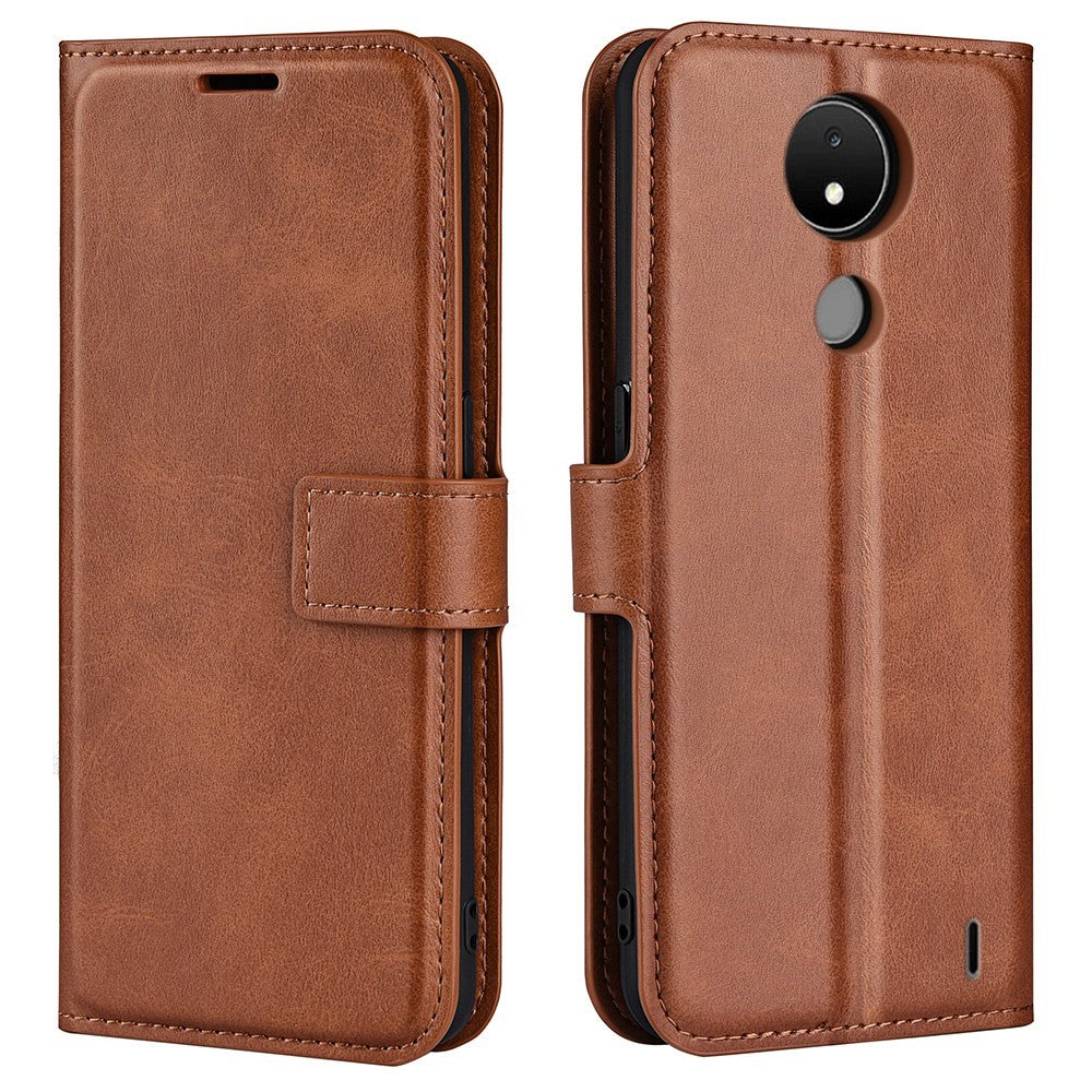 Wallet-style leather case for Nokia C21 - Light Brown