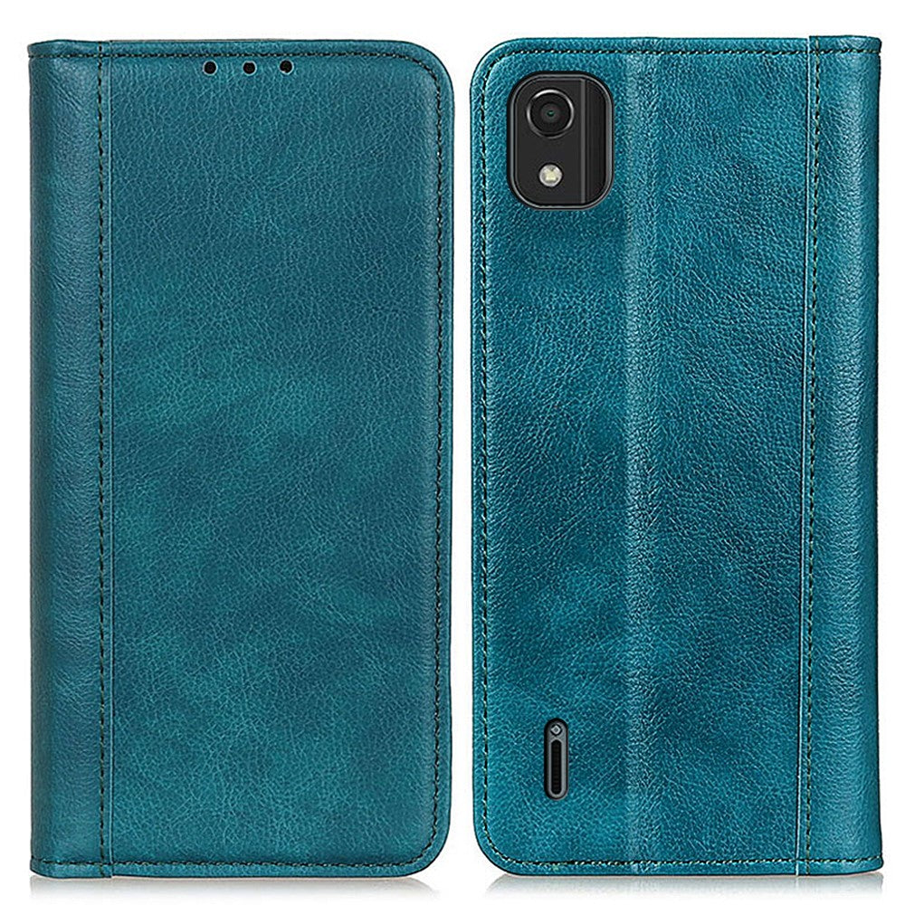 Genuine leather case with magnetic closure for Nokia C2 2nd Edition - Green