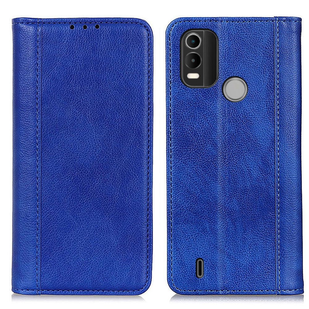 Genuine leather case with magnetic closure for Nokia C21 Plus - Blue