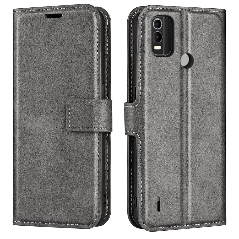 Wallet-style leather case for Nokia C21 Plus - Grey