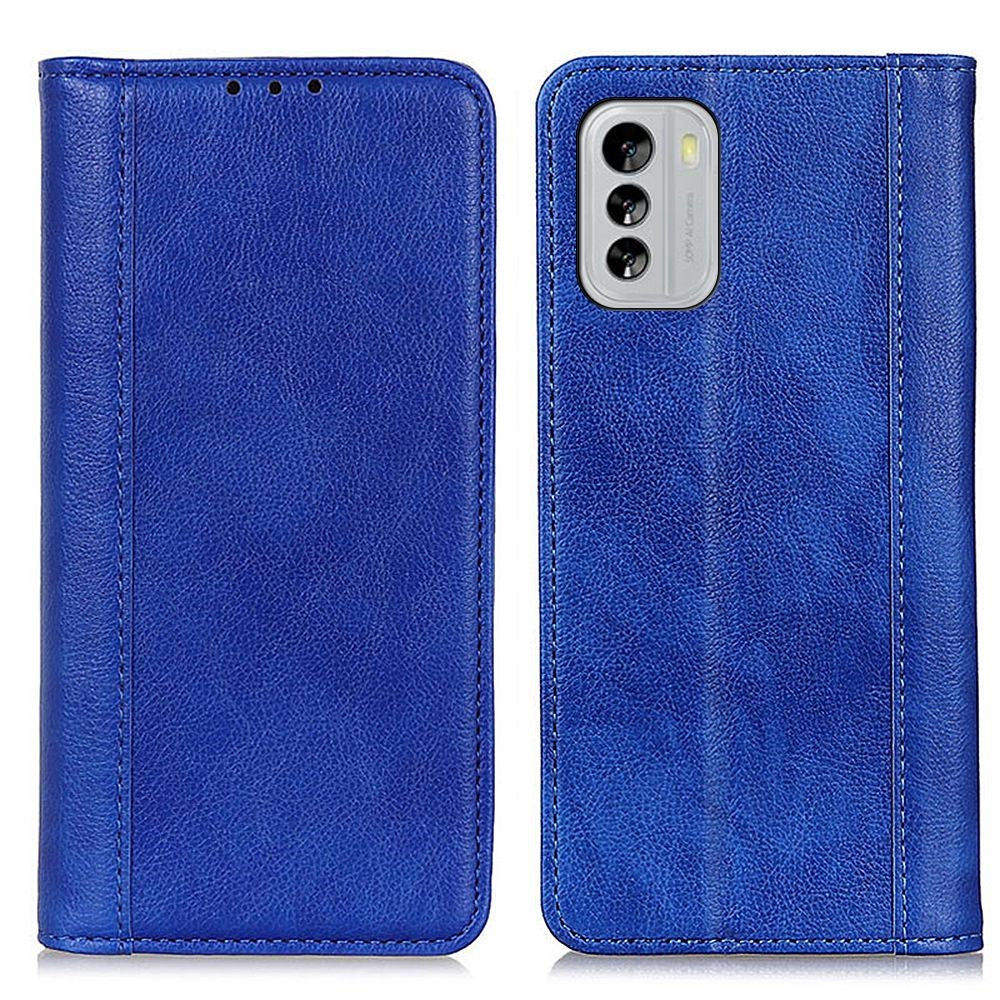 Genuine leather case with magnetic closure for Nokia G60 - Blue