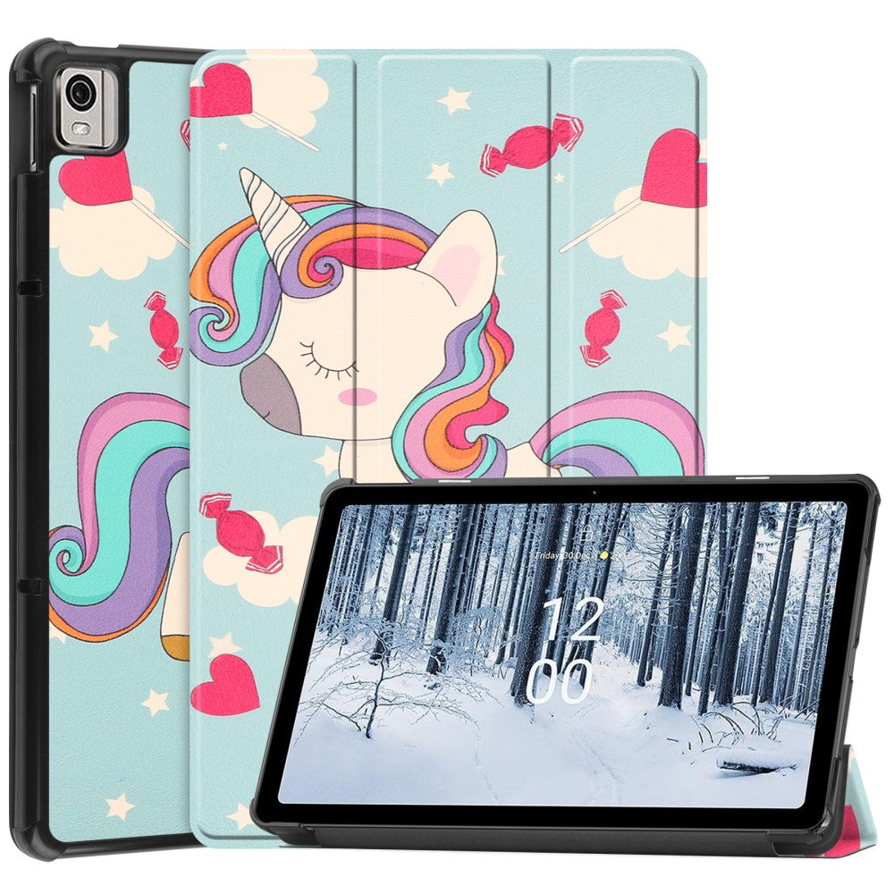 Nokia T21 trifold pattern leather flip case - Unicorn