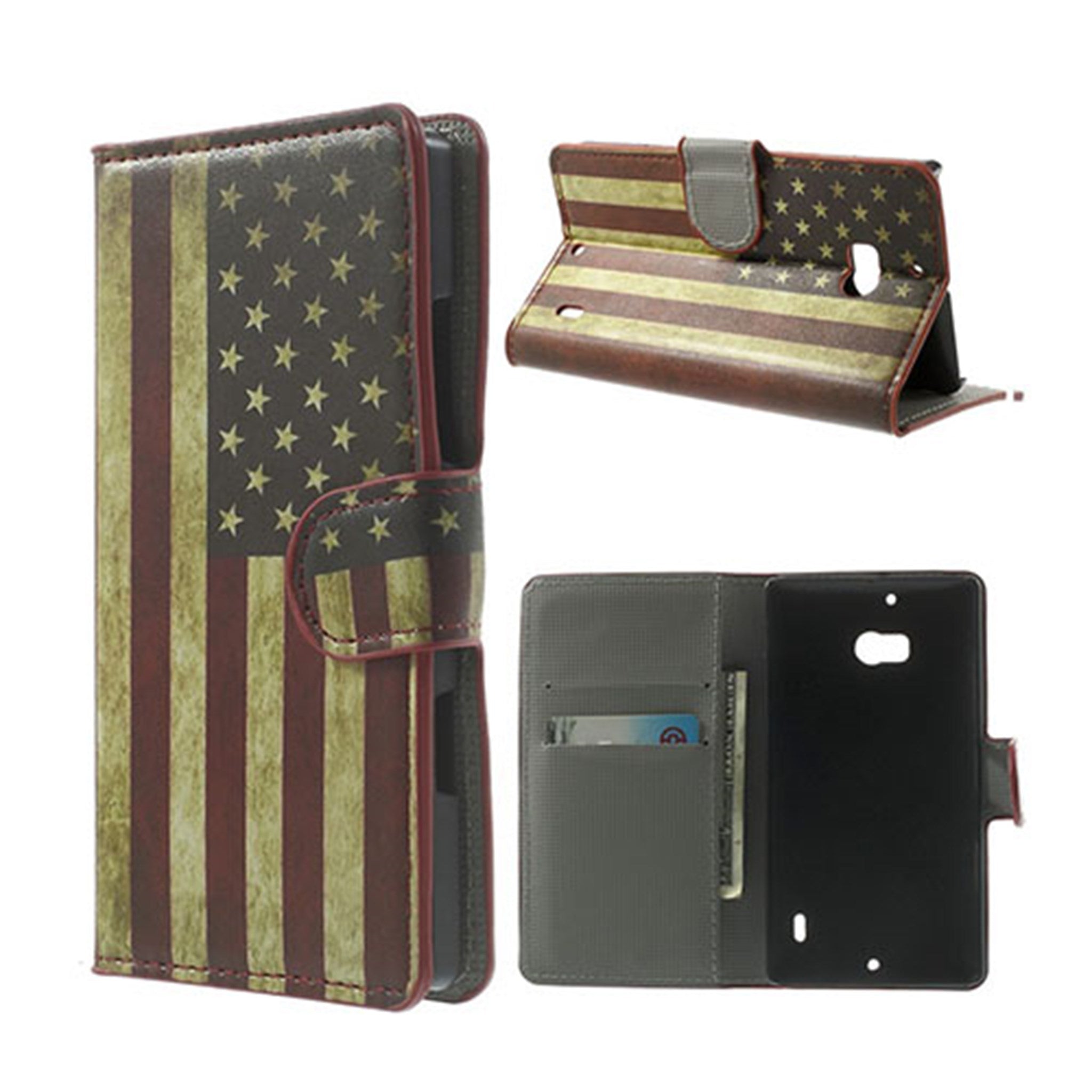 Moberg Nokia Lumia 929/930 Leather Case - Vintage US Flag