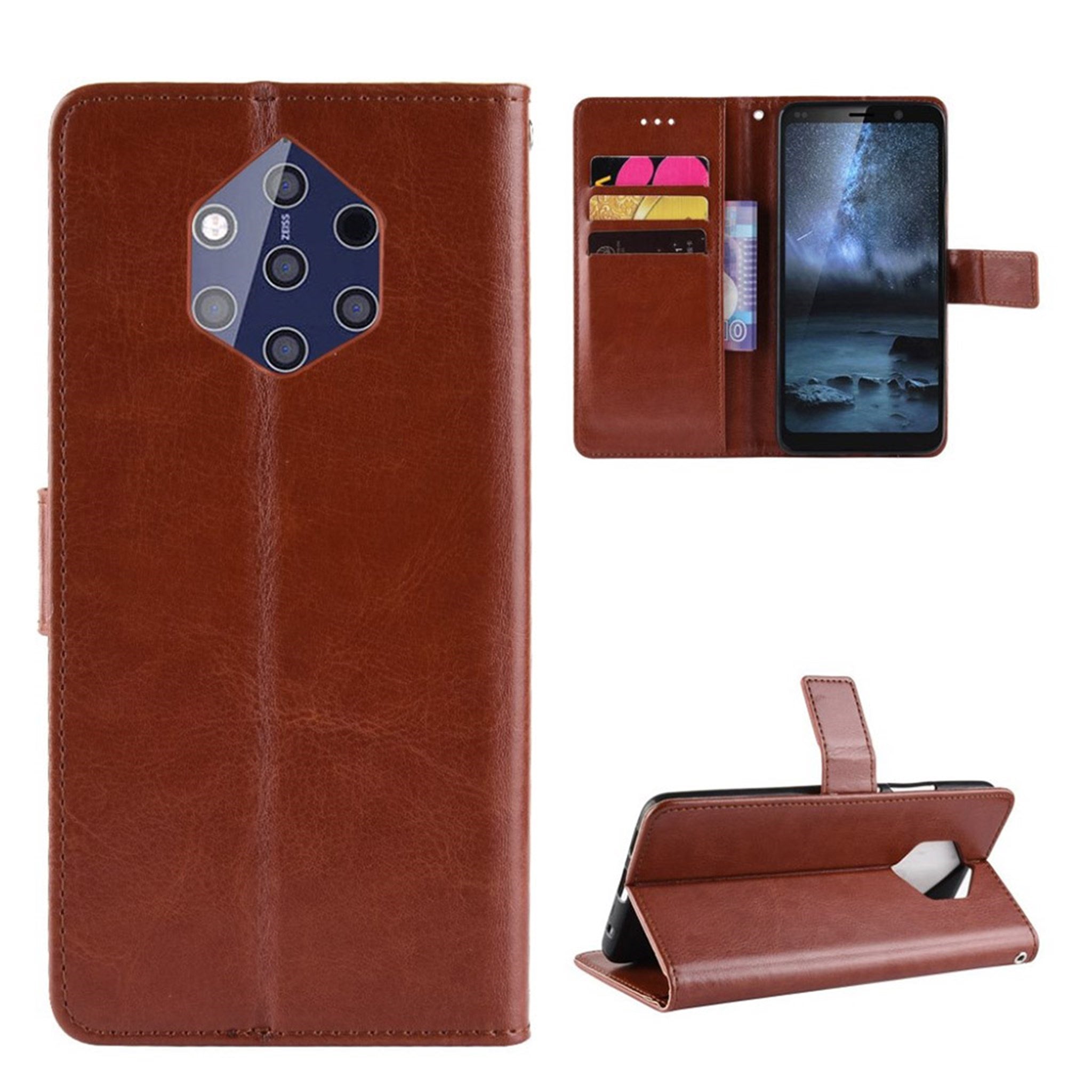 Crazy Horse Nokia 9 PureView leather flip case - Brown