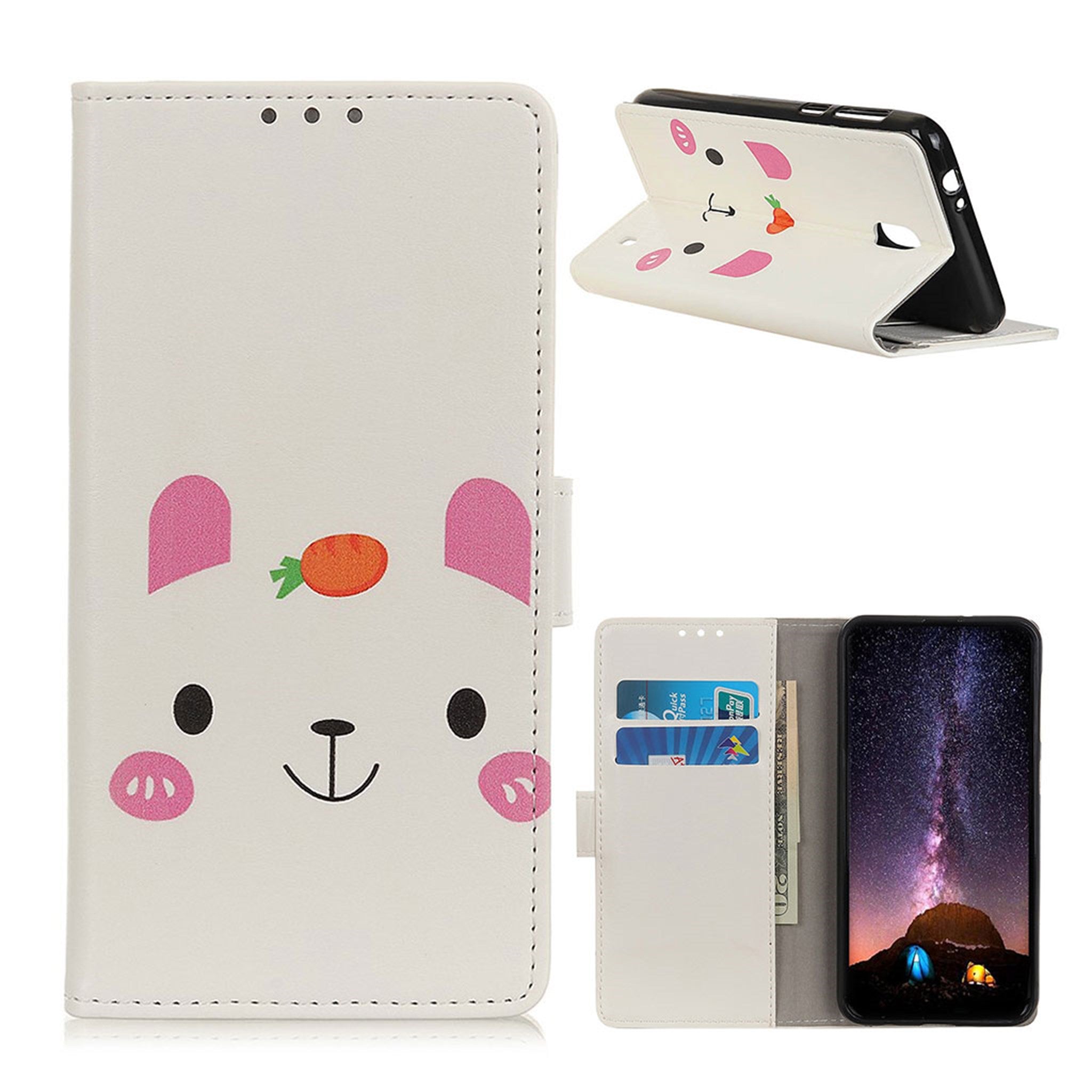 Nokia 1 Plus folio leather case - Cute Animal