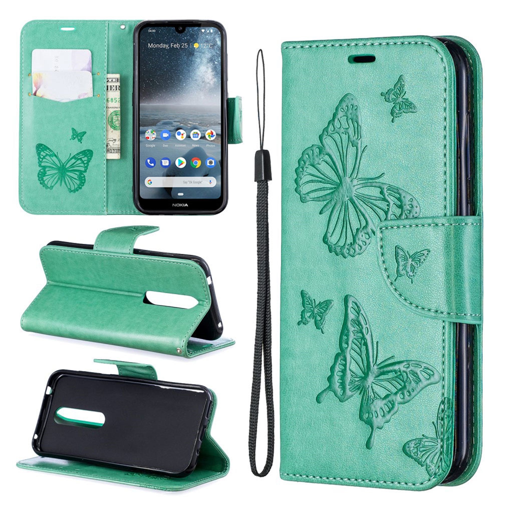 Butterfly Nokia 4.2 flip case - Green