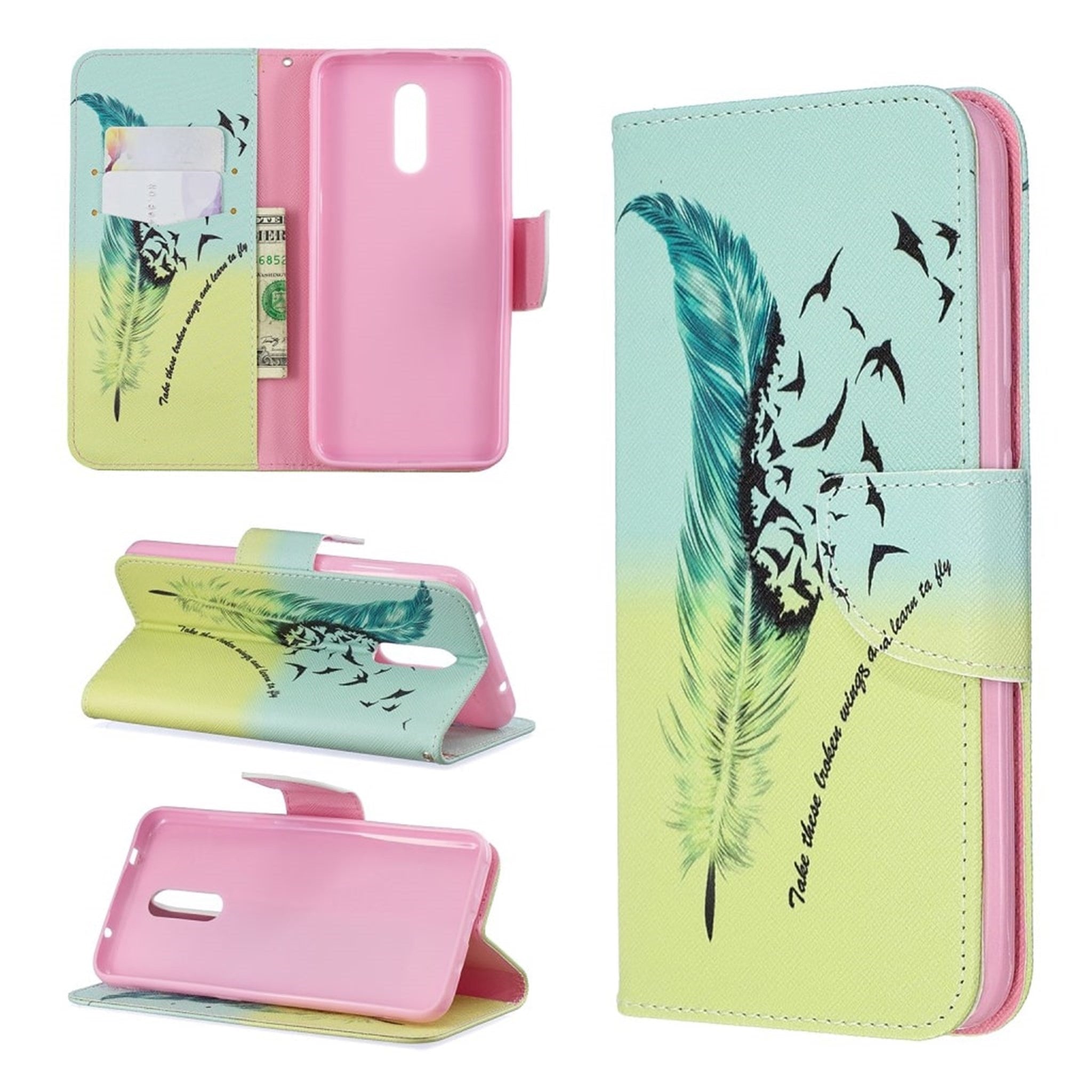 Wonderland Nokia 3.2 flip case - Feather Pattern