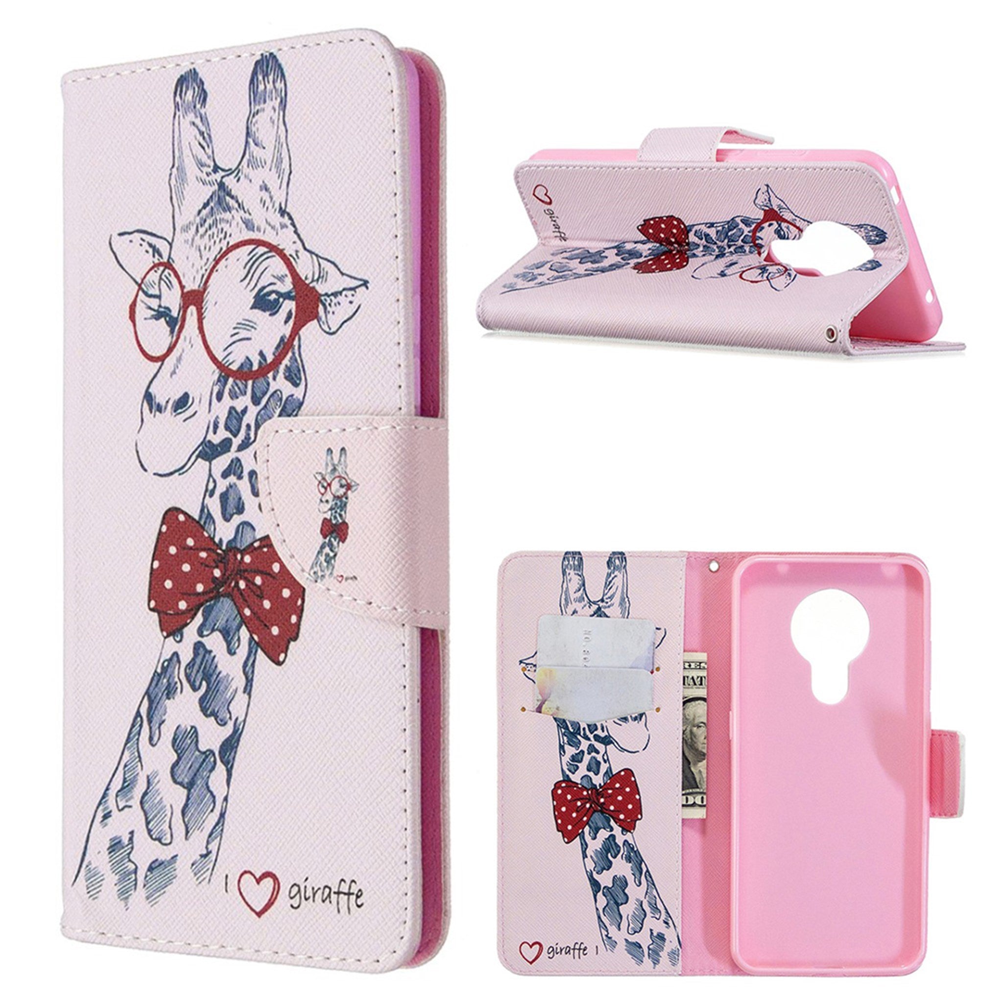 Wonderland Nokia 5.3 flip case - Adorable Giraffe Wearing Glasses