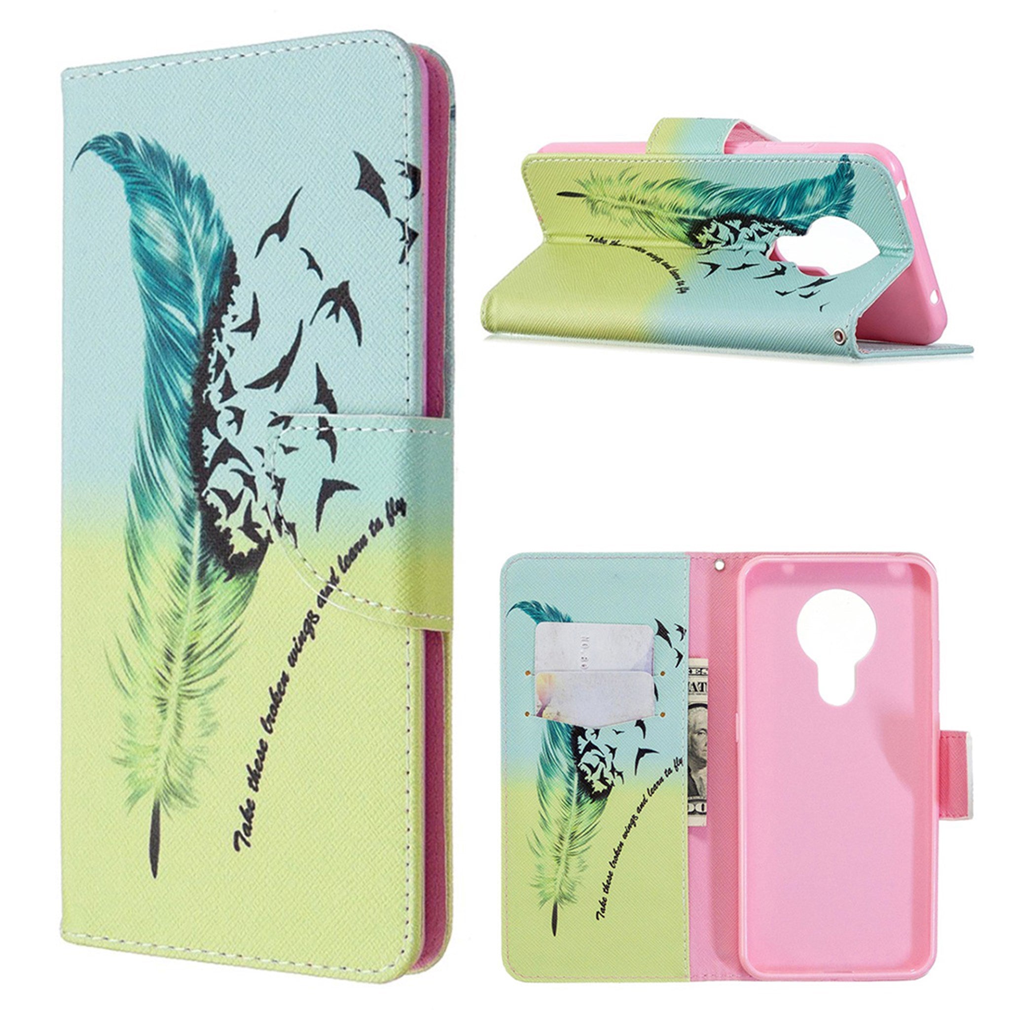 Wonderland Nokia 5.3 flip case - Feather Pattern