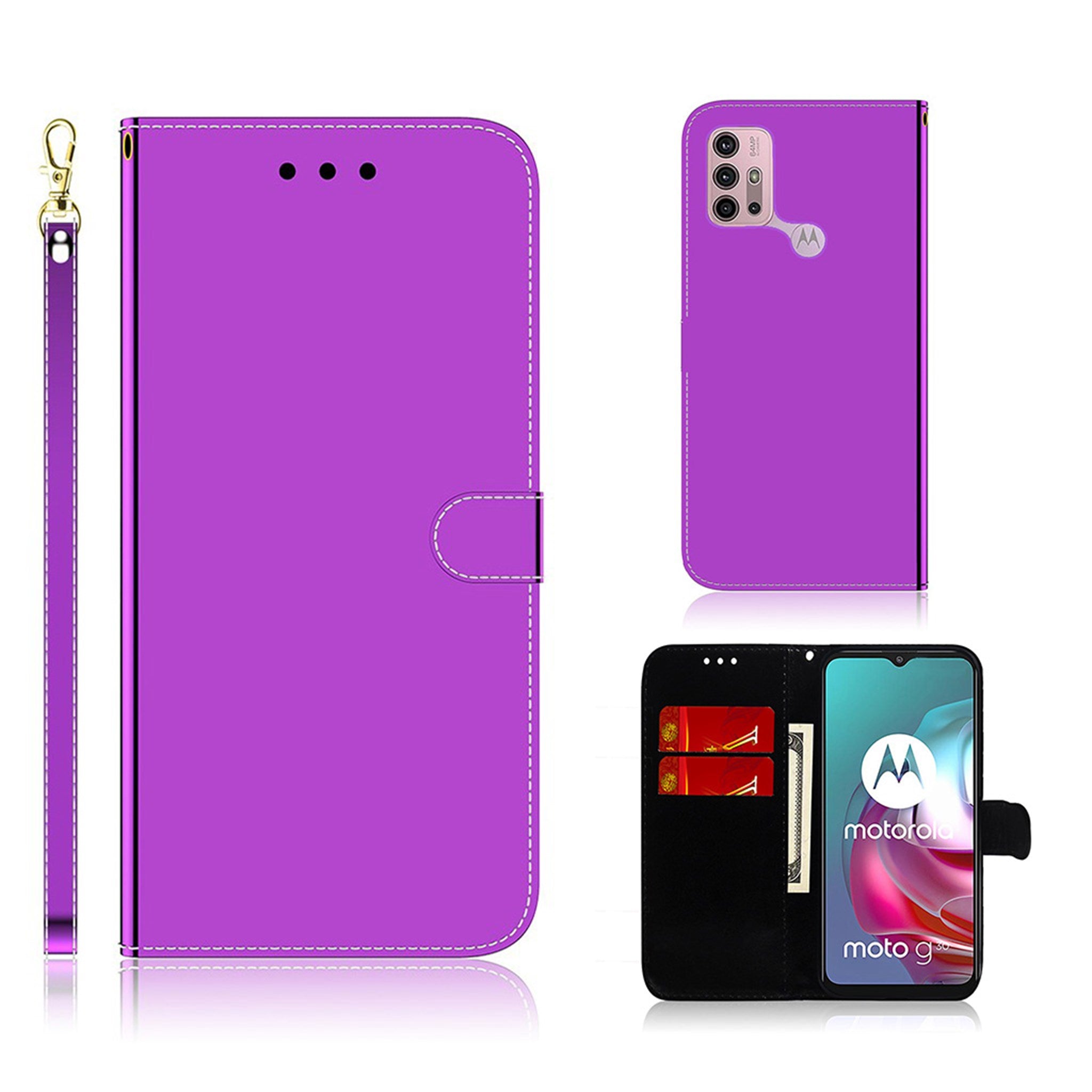 Mirror Motorola Moto G30 flip case - Purple