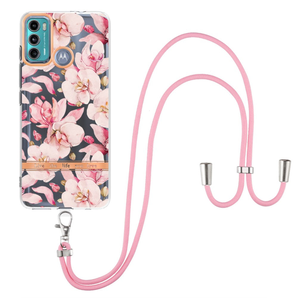 Slim and durable softcover with lanyard for Motorola Moto G40 Fusion / Moto G60 - Pink Gardenia