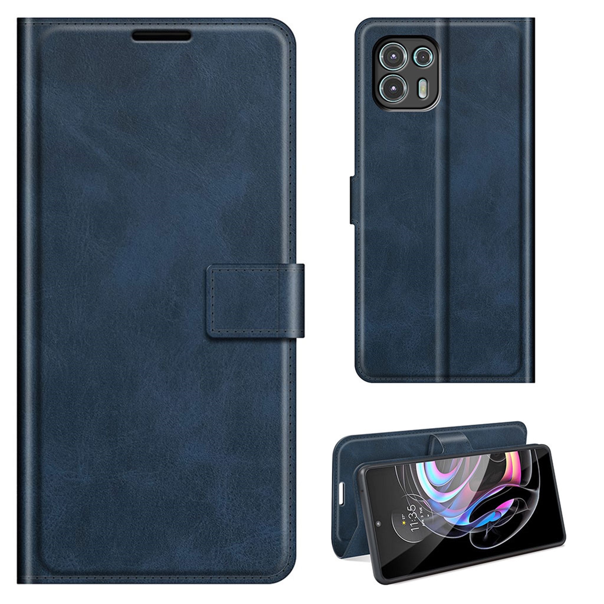 Wallet-style leather case for Motorola Edge 20 Lite - Blue