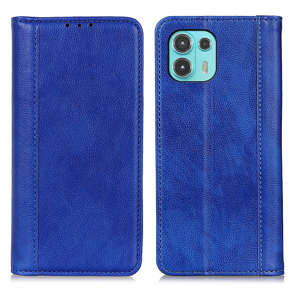 Genuine leather case with magnetic closure for Motorola Edge 20 Lite - Blue