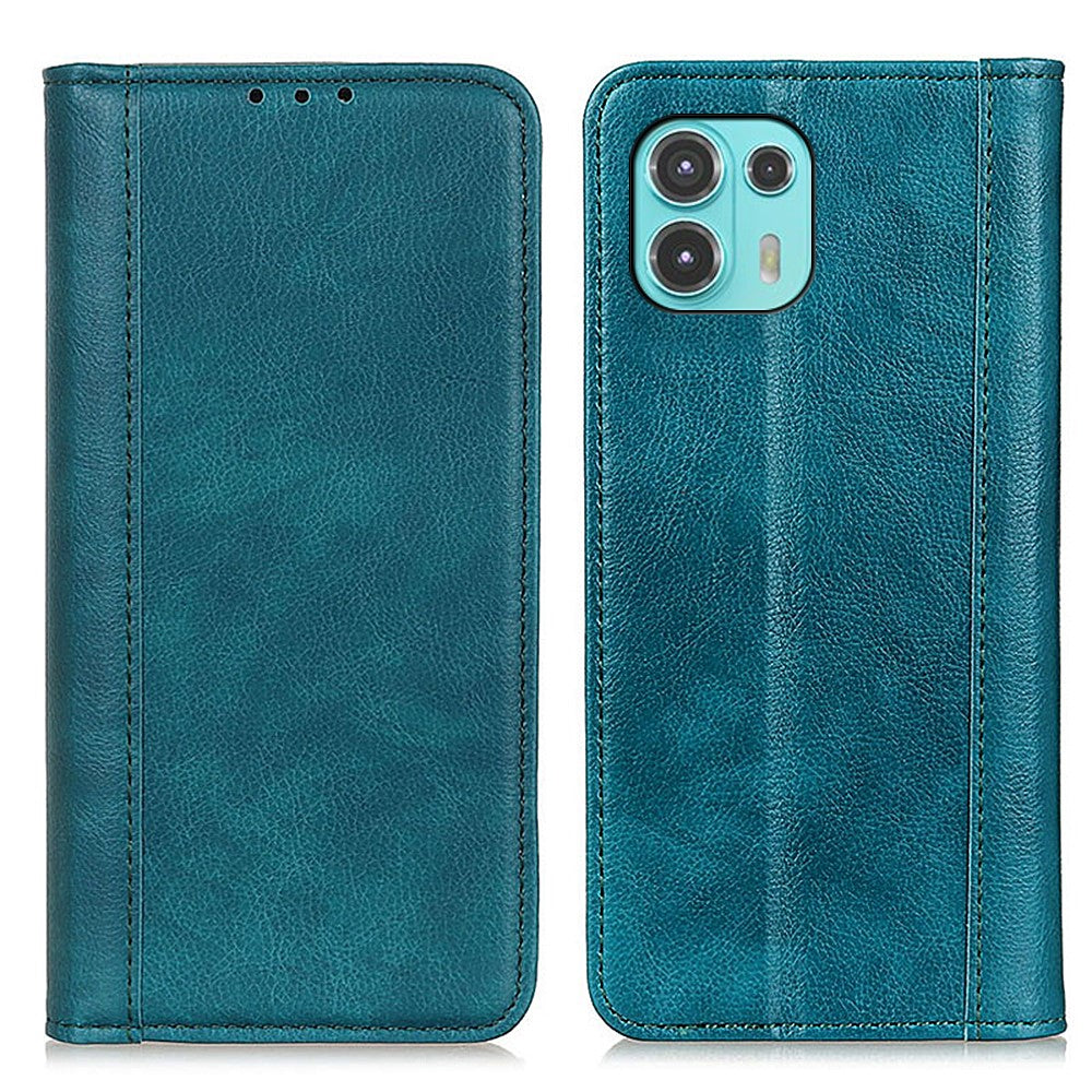 Genuine leather case with magnetic closure for Motorola Edge 20 Lite - Green