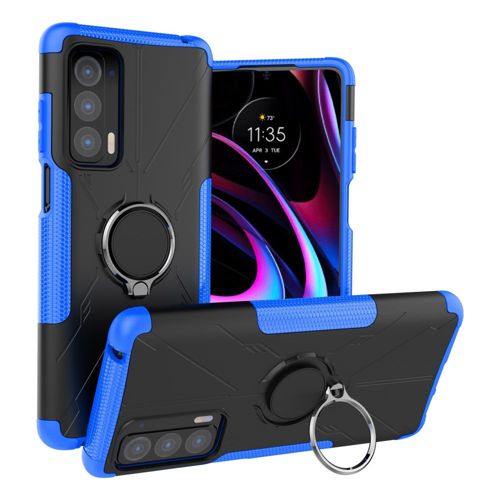 Kickstand cover with magnetic sheet for Motorola Edge (2021) - Blue