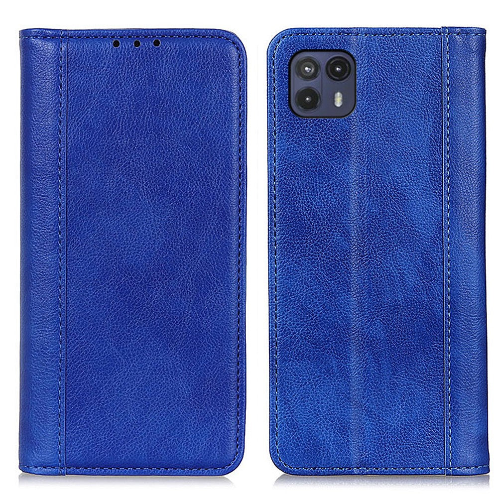 Genuine leather case with magnetic closure for Motorola Moto G50 5G - Blue