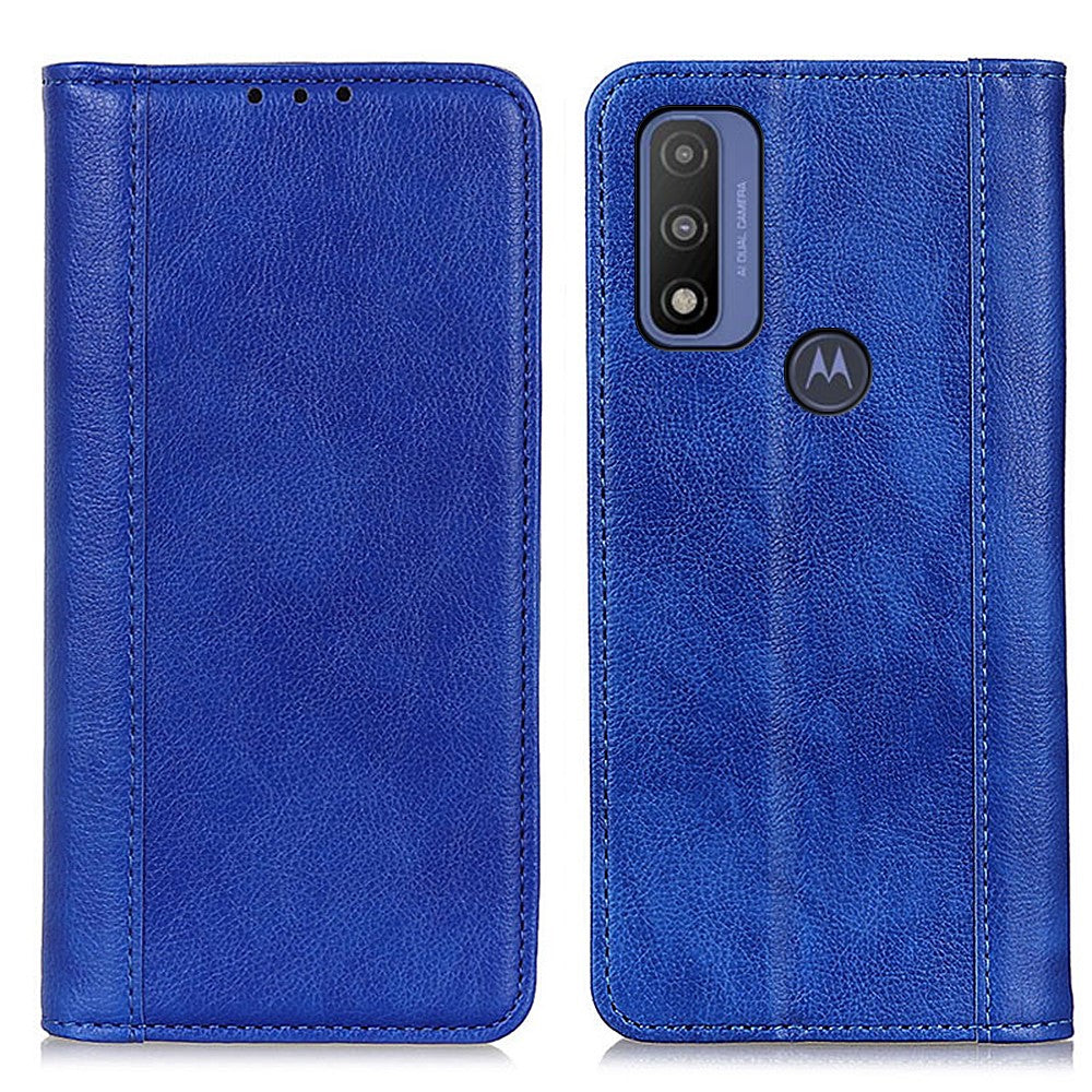 Genuine leather case with magnetic closure for Motorola G Pure - Blue