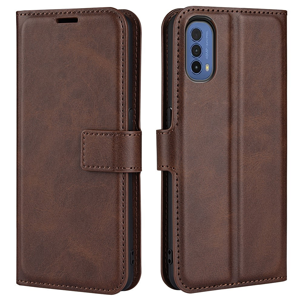 Wallet-style leather case for Motorola Moto E30 / E40 - Brown