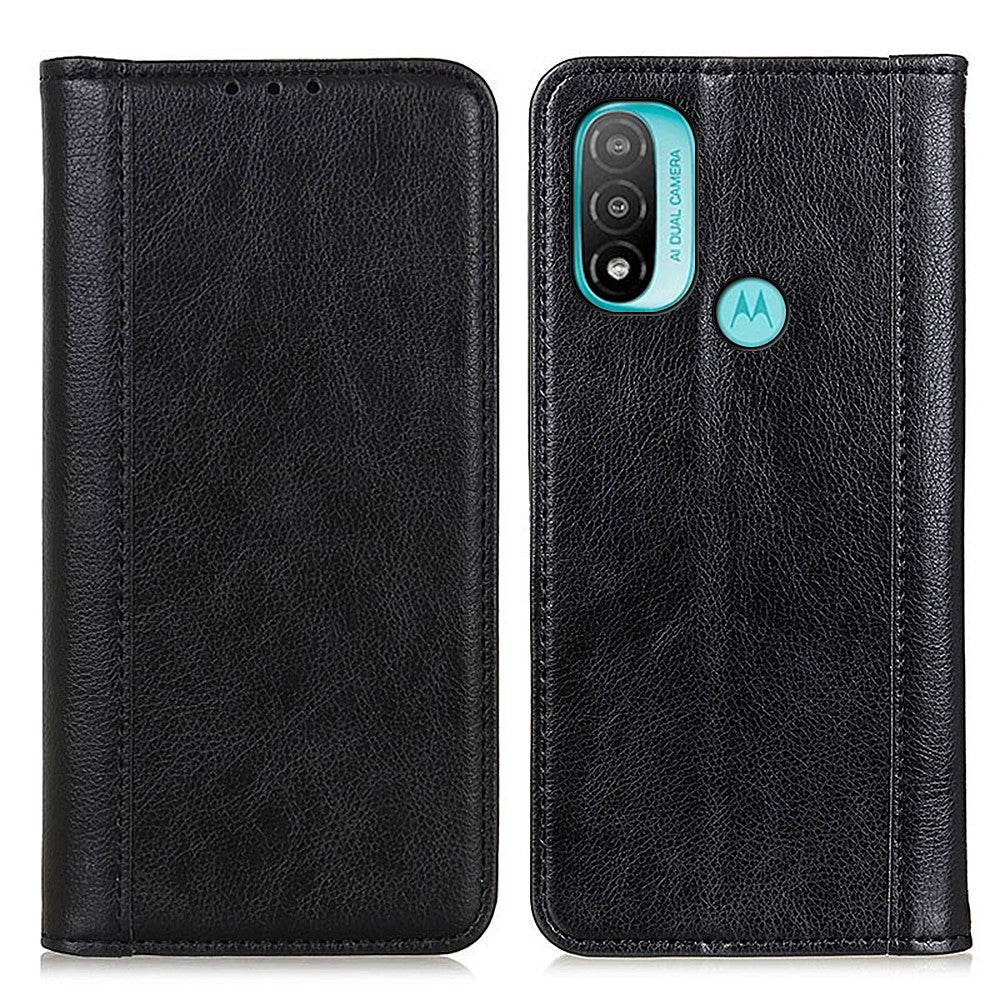 Genuine leather case with magnetic closure for Motorola Moto E30 / E40 / E20 - Black