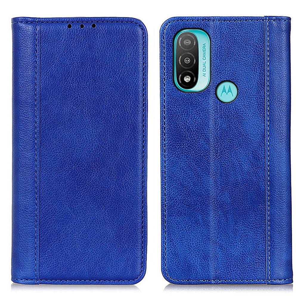 Genuine leather case with magnetic closure for Motorola Moto E30 / E40 / E20 - Blue