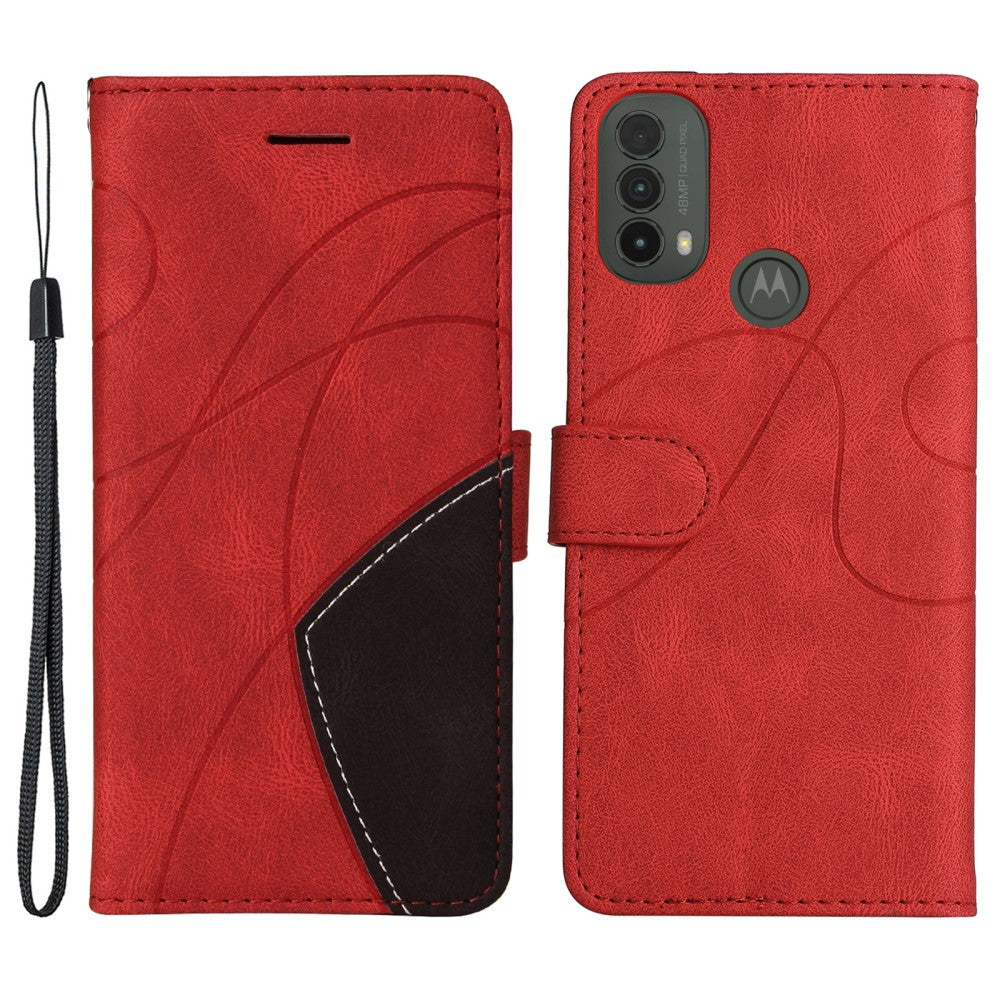 Textured leather case with strap for Motorola Moto E30 / E40 / E20 - Red