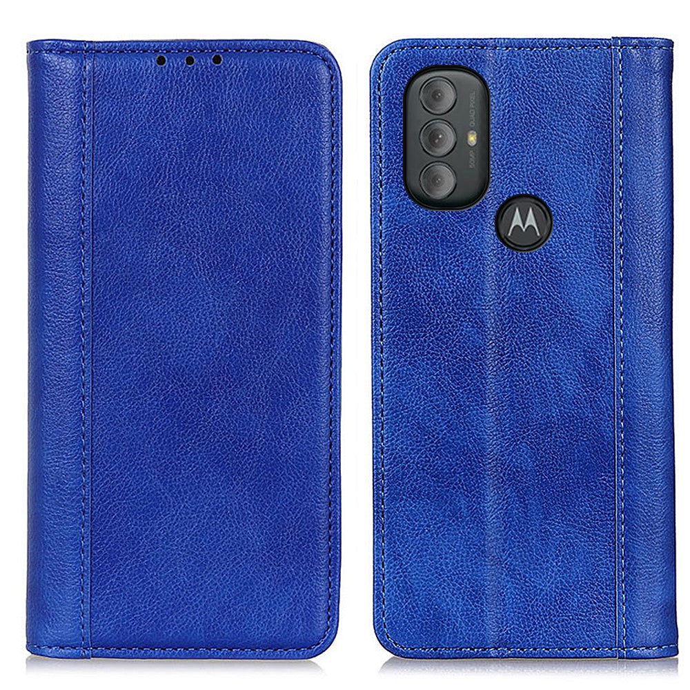 Genuine leather case with magnetic closure for Motorola Moto G Power (2022) - Blue