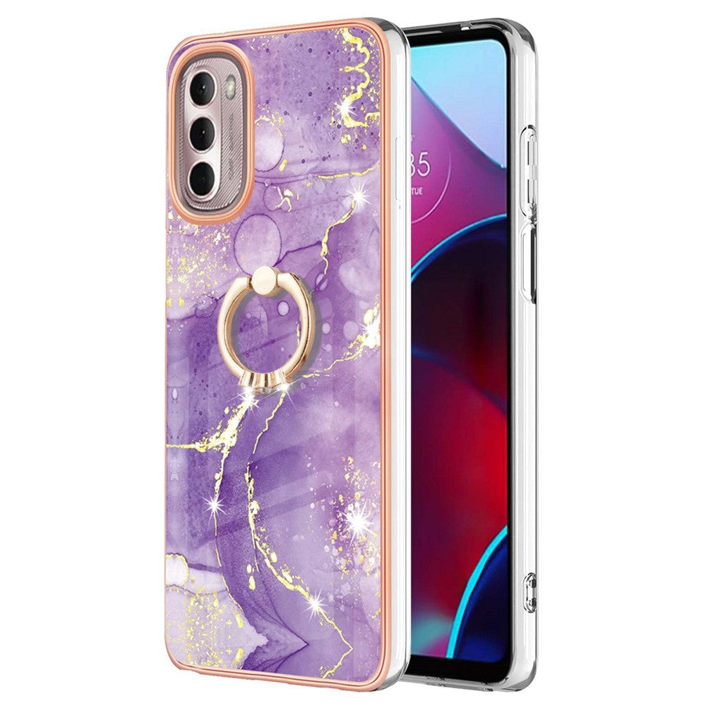 Marble patterned cover with ring holder for Motorola Moto G Stylus (2022) - Purple Marble Haze