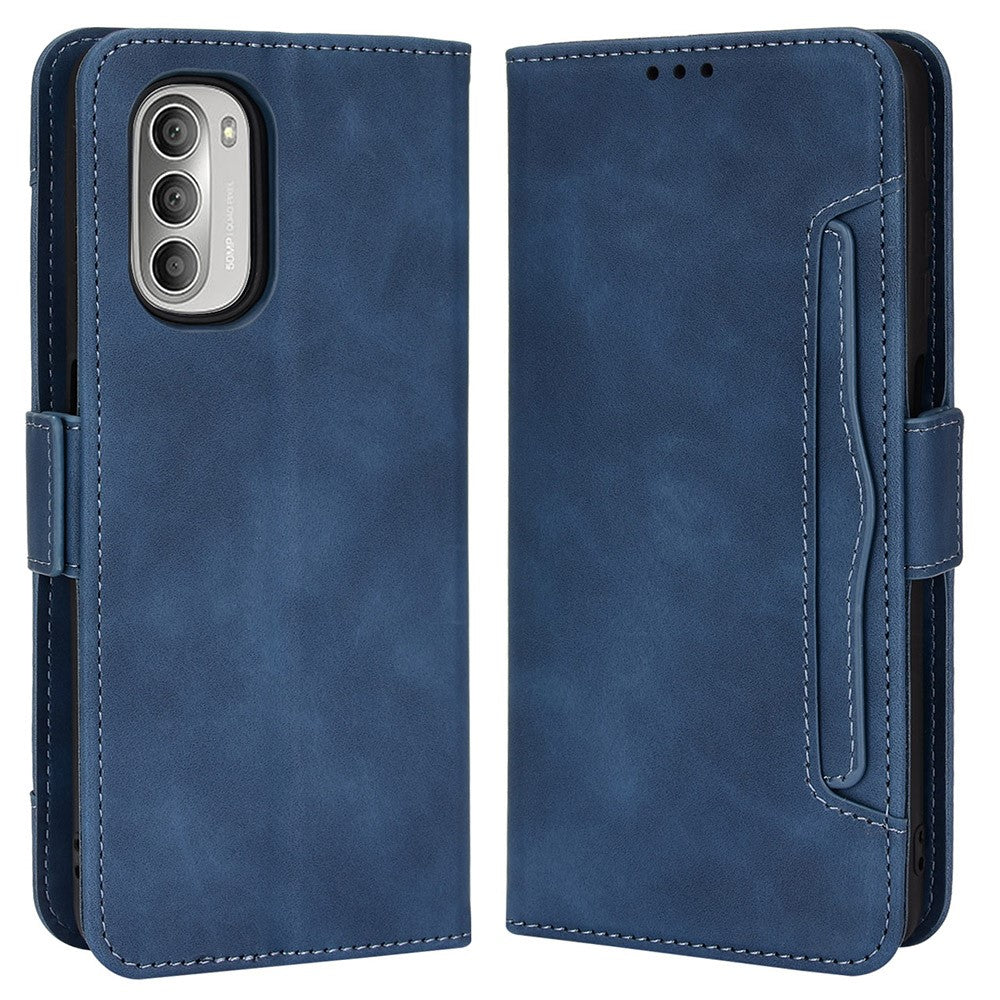 Modern-styled leather wallet case for Motorola Moto G Stylus (2022) - Blue