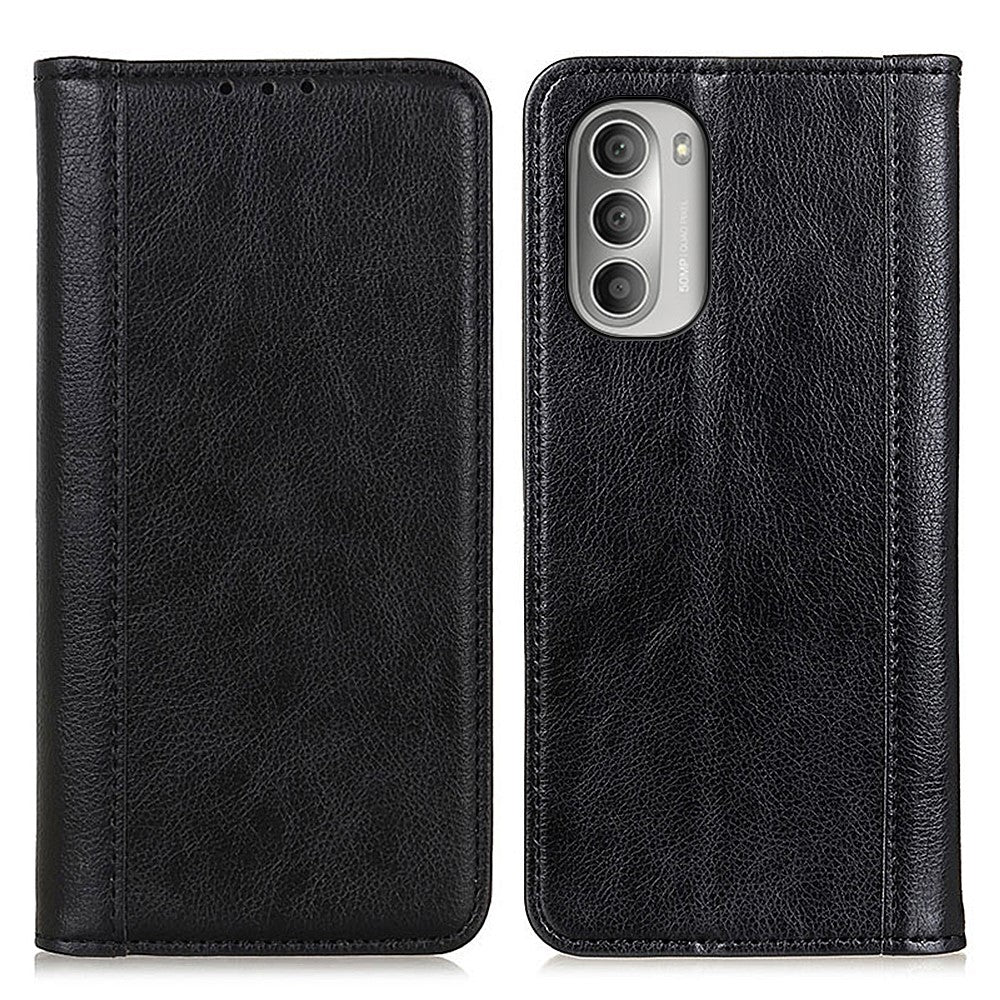 Genuine leather case with magnetic closure for Motorola Moto G Stylus (2022) - Black