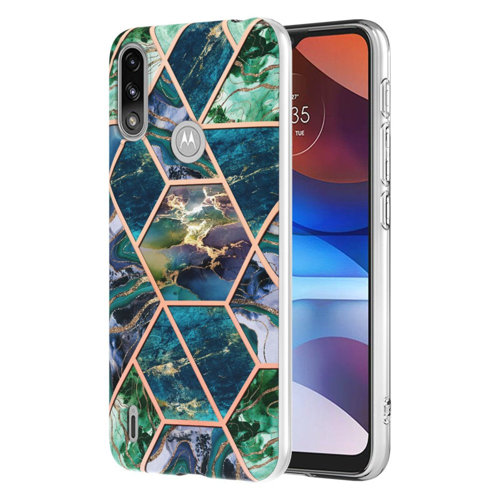 Marble Motorola Moto E7i Power / E7 Power case - Blue / Green