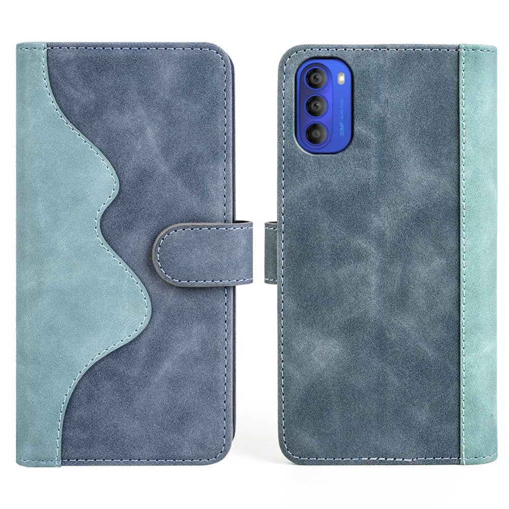 Two-color leather flip case for Motorola Moto G31 - Blue