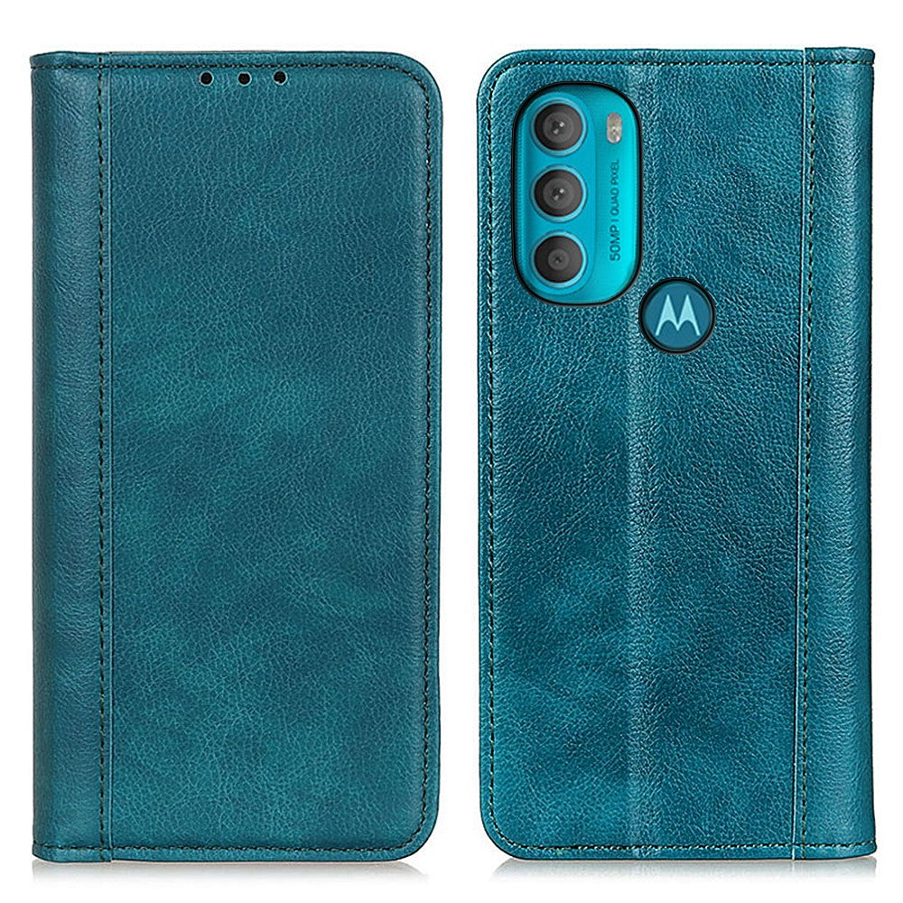 Genuine leather case with magnetic closure for Motorola Moto G71 5G - Green