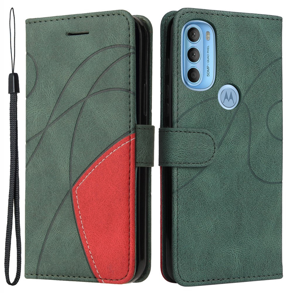 Textured leather case with strap for Motorola Moto G71 5G - Green