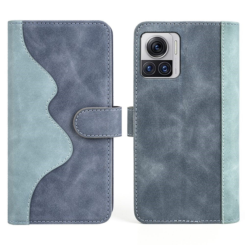 Two-color leather flip case for Motorola Edge 30 Ultra / X30 Pro - Blue