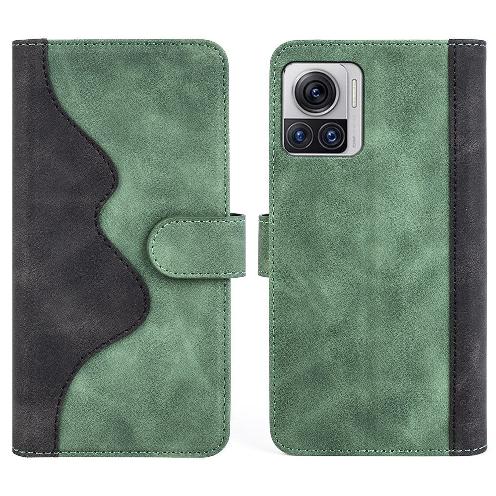 Two-color leather flip case for Motorola Edge 30 Ultra / X30 Pro - Green