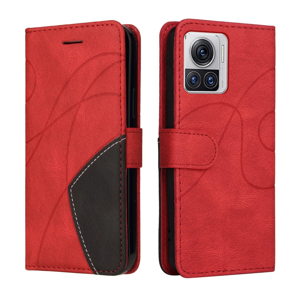 Textured leather case with strap for Motorola Edge 30 Ultra - Red