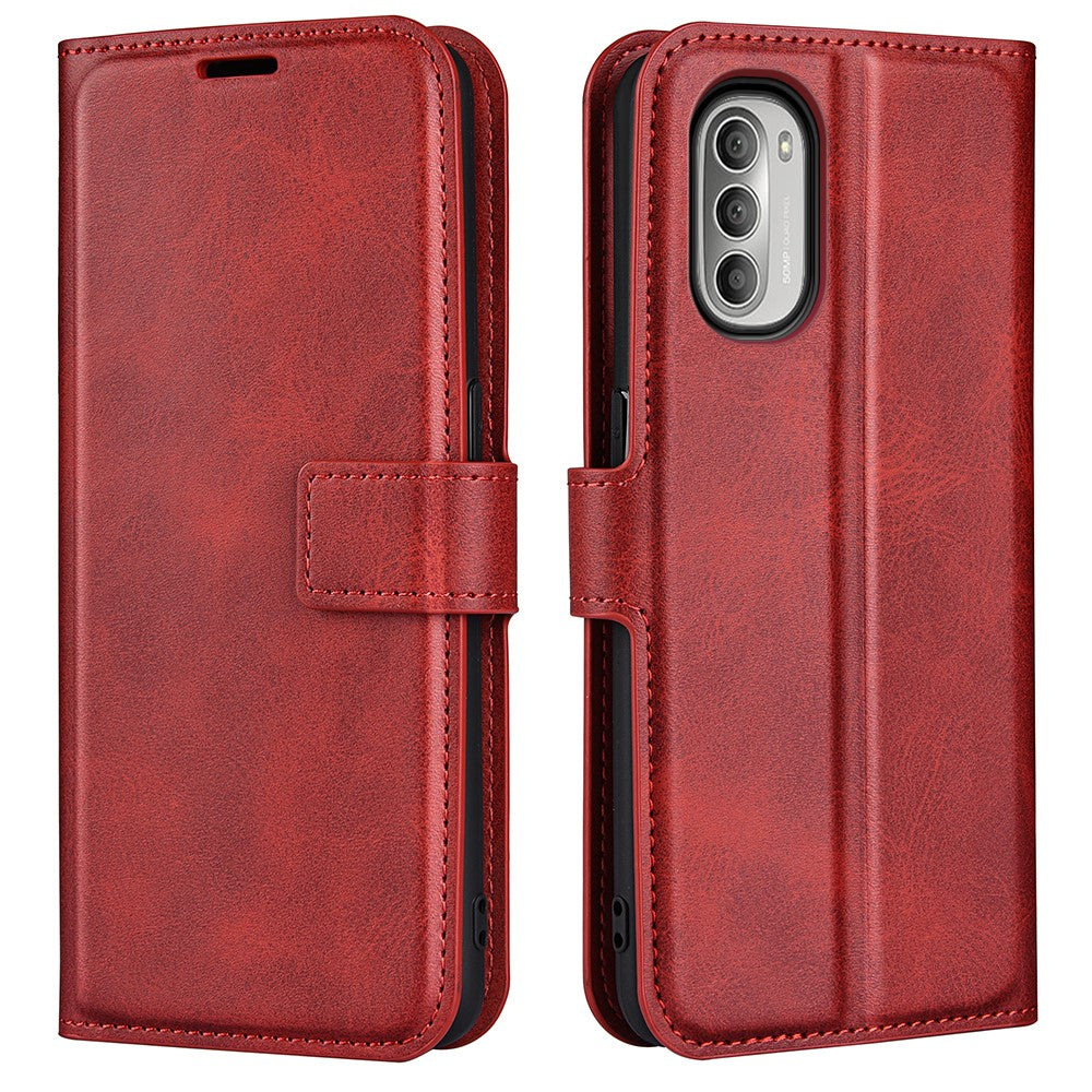 Wallet-style leather case for Motorola Moto G51 5G - Red