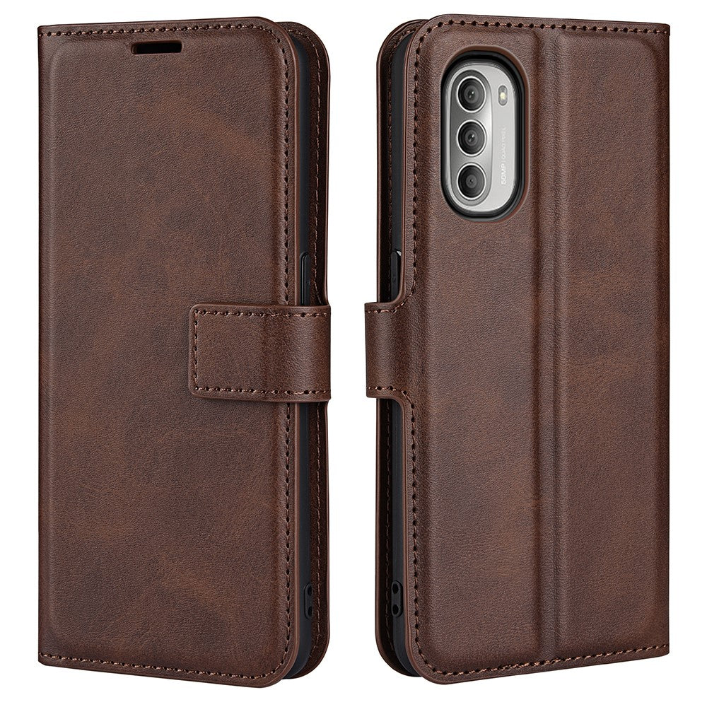 Wallet-style leather case for Motorola Moto G51 5G - Brown