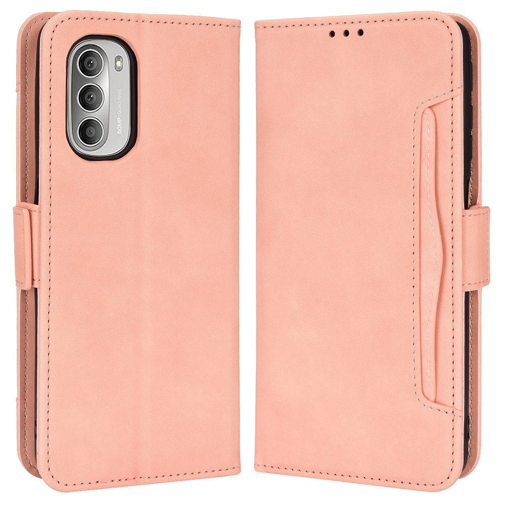 Modern-styled leather wallet case for Motorola Moto G51 5G - Pink