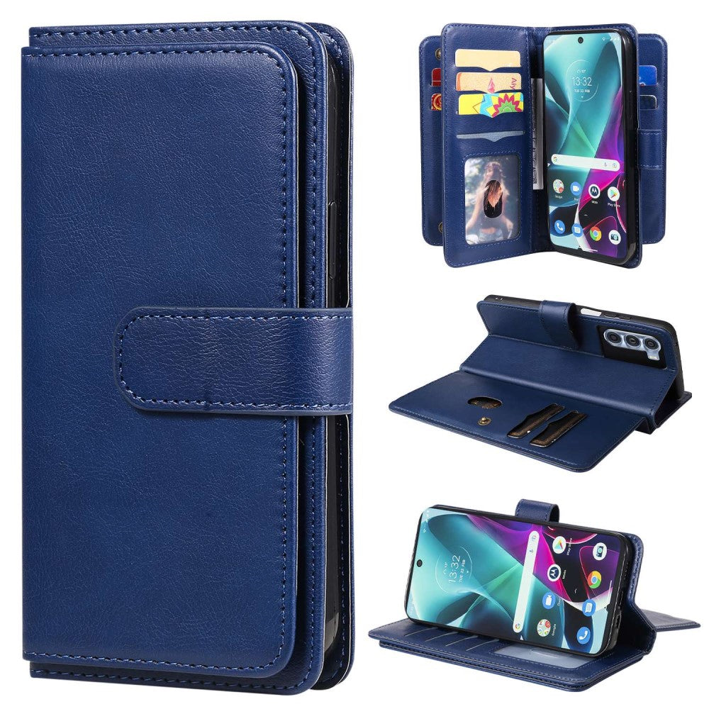 10-slot wallet case for Motorola Moto G200 5G / Edge S30 - Dark Blue