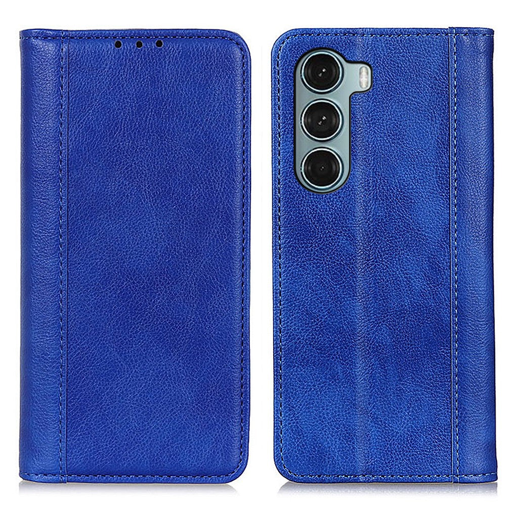 Genuine leather case with magnetic closure for Motorola Moto G200 5G - Blue