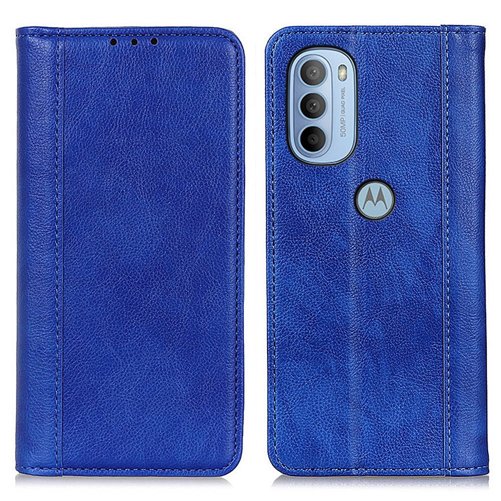 Genuine leather case with magnetic closure for Motorola Moto G41 / G31 - Blue