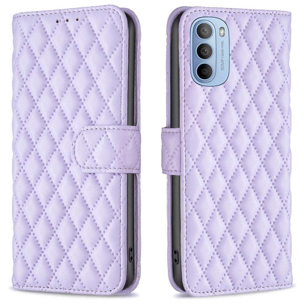 Rhombus pattern matte flip case for Motorola Moto G41 / G31 - Purple