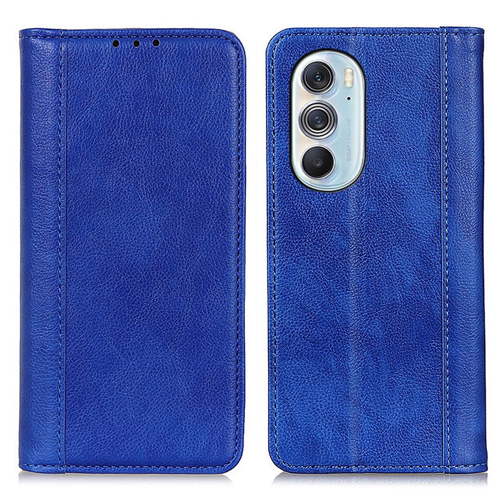 Genuine leather case with magnetic closure for Motorola Edge X30 - Blue