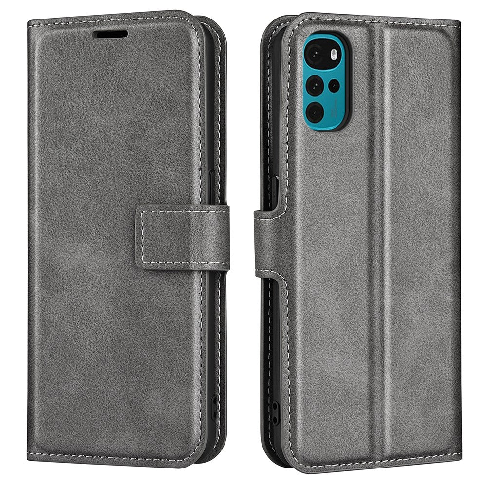 Wallet-style leather case for Motorola Moto G22 - Grey