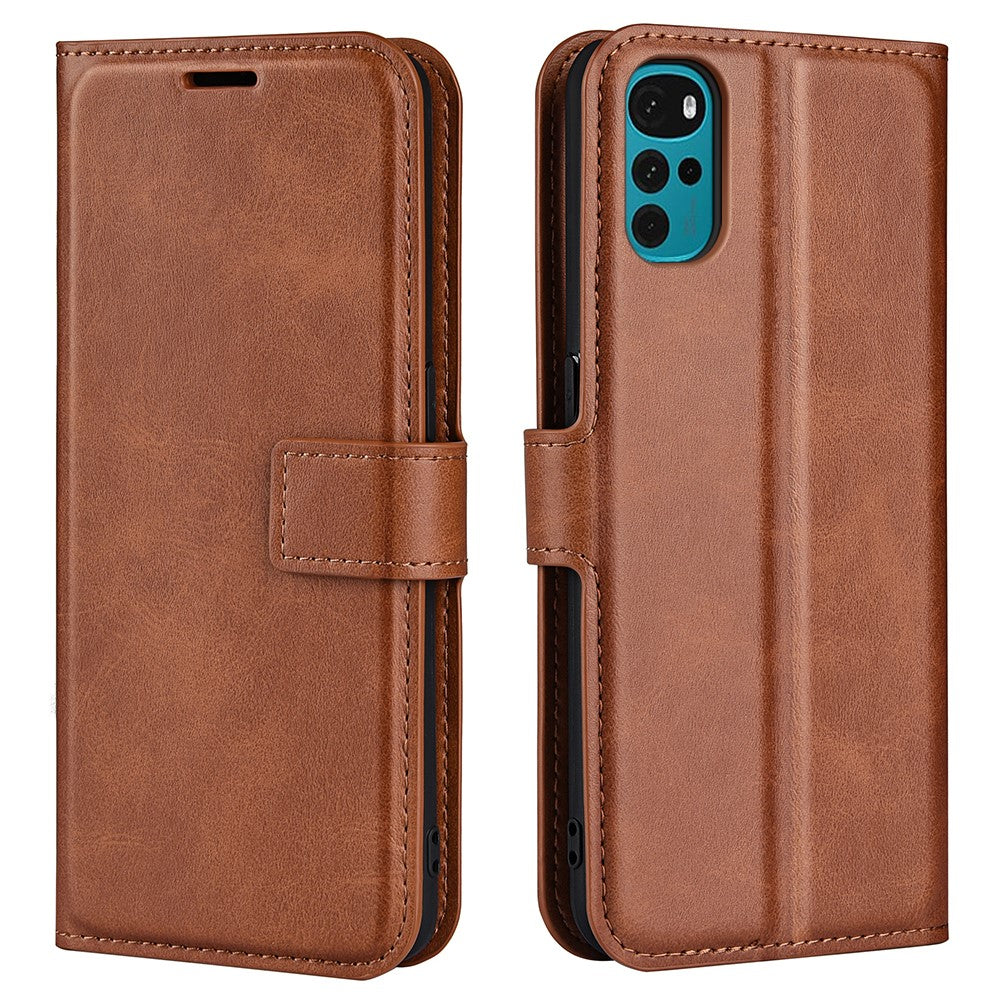 Wallet-style leather case for Motorola Moto G22 - Light Brown