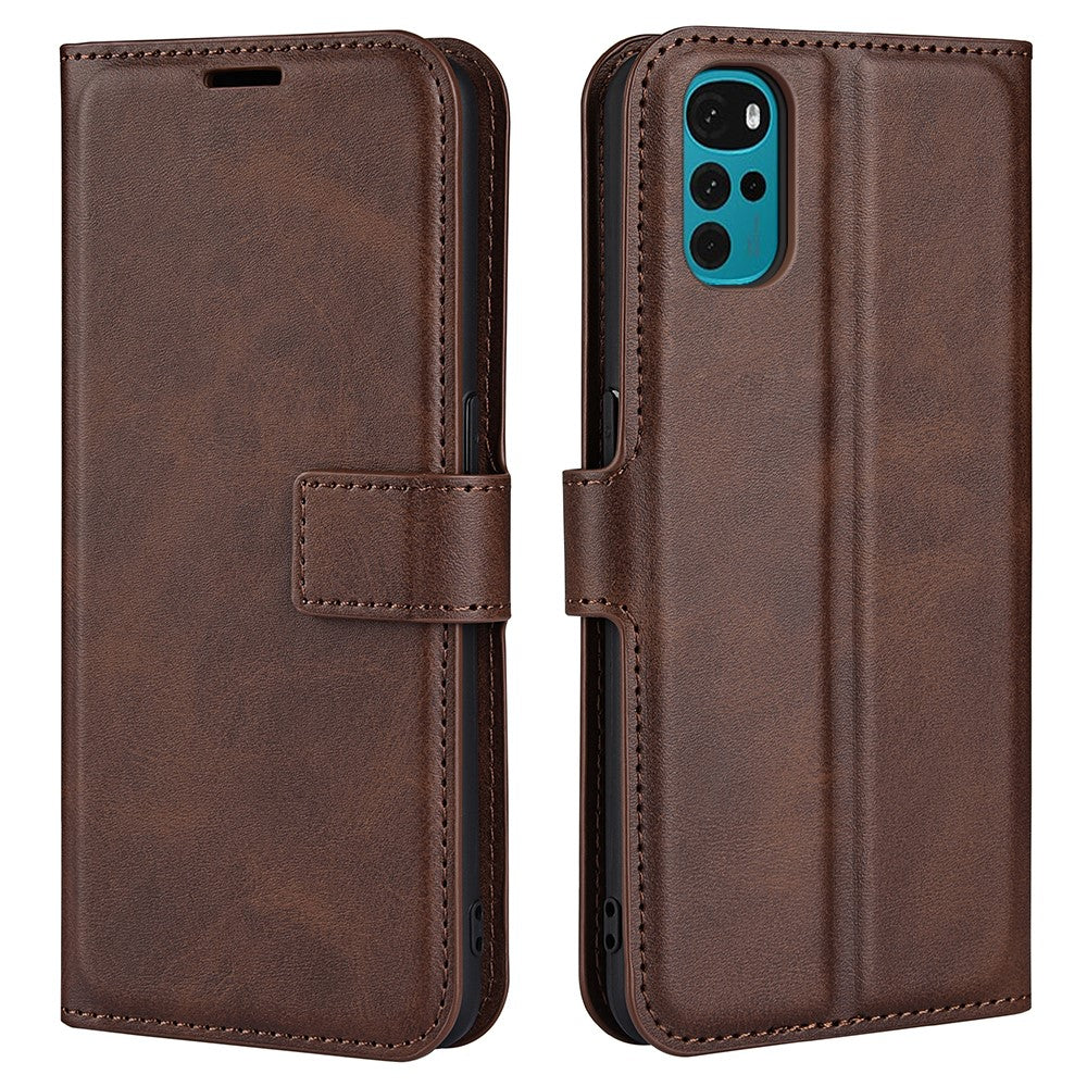 Wallet-style leather case for Motorola Moto G22 - Brown