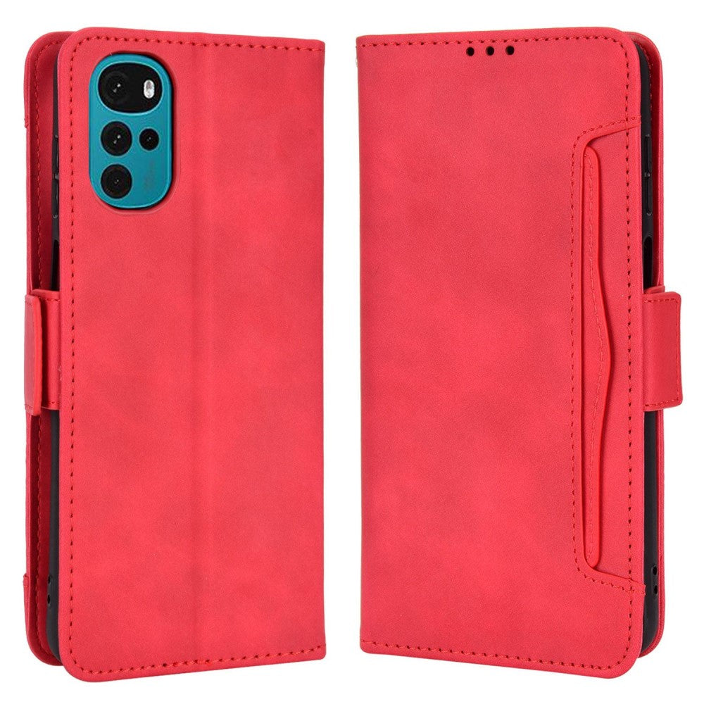 Modern-styled leather wallet case for Motorola Moto G22 - Red