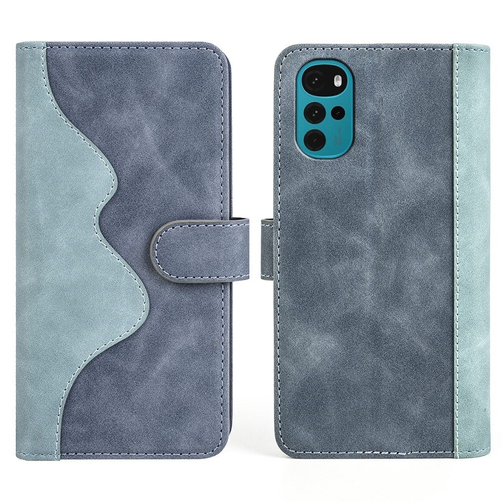 Two-color leather flip case for Motorola Moto G22 - Blue