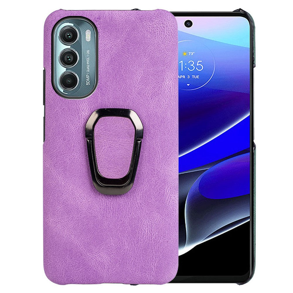 Shockproof leather cover with oval kickstand for Motorola Moto G Stylus 5G (2022) - Purple